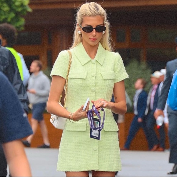 Self-Portrait Lime Boucle Mini Dress - Picture 4 of 8